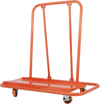 MODFU Platenwagen verrijdbaar met remmen – Rolwagen voor transport & opslag 116x57x114 cm – Stalen frame 1000 kg draagvermogen – Demontabele industriële trolley – Oranje