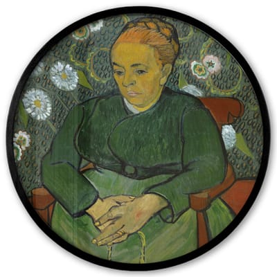 Poster in lijst Rond - Fotolijst 40x40 cm - Posters - La berceuse (portret van Madame Roulin) - Vincent van Gogh - Ronde posterlijst zwart - Decoratie - Wanddecoratie woonkamer - Muurdecoratie slaapkamer