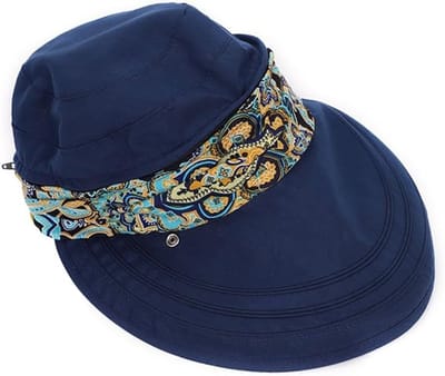 VHV - Zonnehoed voor dames (met nekflap) — UPF 50+ UV-bescherming — Afneembare nekflap — Opvouwbare zonnehoed voor strand & fietsen — Verstelbare bucket hat voor tuinieren — Marineblauw