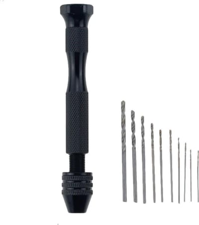 WiseGoods Mini Boormachine - Handboormachine - Handboortje - Sieraden Boor - Inclusief 10 Boortjes - Zwart