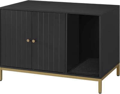 KAD® Kattenbak Kast – Stijlvolle Kattenbak Ombouw – Meubelstuk voor Katten – Ventilatieopeningen – Geschikt voor Grote Kattenbakken - Zwart - 50cm x 80cm x 55cm