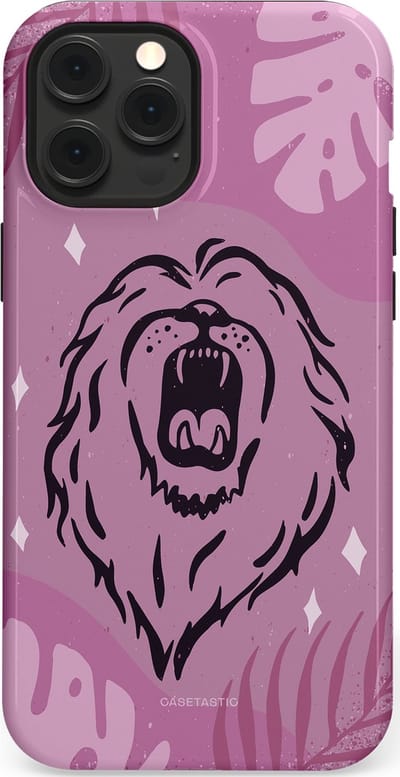 Casetastic hoesje geschikt voor Apple iPhone 12 Pro Max - MagSafe - Dubbellaagse bescherming - Trots en vurig - Fashion Case - Lila Lichtroze Donkergrijs