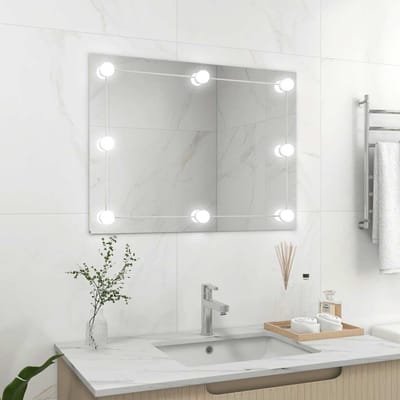 vidaXL - Wandspiegel - zonder - lijst - met - LED-lampen - rechthoekig - glas