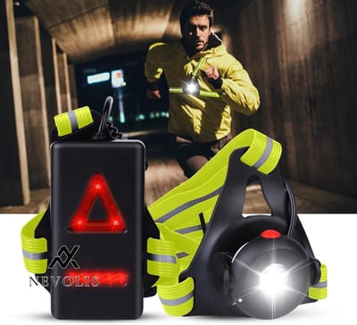Nevolis Running Light with Reflectors LED Chest Light USB Rechargeable Waterproof for Running Jogging Fishing Camping Lumen 500 Adjustable 90° .