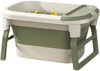 Opvouwbare huisdierenbadkuip met waterafvoerplug Draagbare puppybadkuip Plastic hondenbadkuip met handvat Ruimtebesparend for puppy Kleine hond Kat(Green)