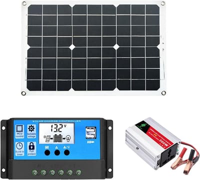 Zonnegenerator met panelen inbegrepen | Compleet zonnepaneel starterspakket,Omvormer Zonnepaneel Zonne mobiel lithiumbatterijpak voor buiten RV/Van kamperen.