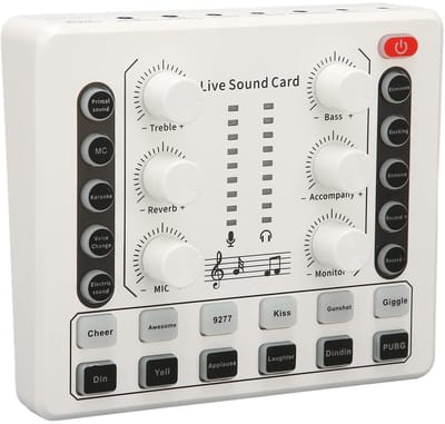 V9 Live Sound Card - Professionele Geluidsmixer voor Podcasting en Gaming - Wit
