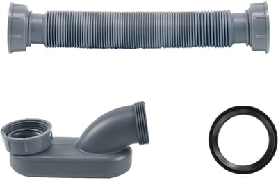 Dailygoods- Afvoerpijp Dubbellaags Lekvrij - Flexibele Waterslang - PP-Kunststof - Buigbaar 28-74 cm - Vrijstaande Bad Afvoer - Duurzaam Materiaal - Afvoerbuis