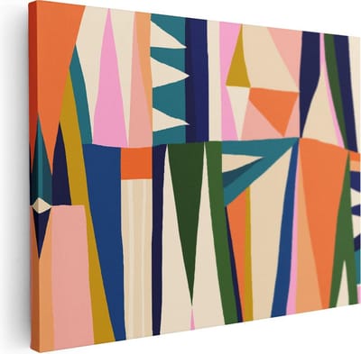 Artaza Canvas Schilderij Abstract Kleurrijk - 40x30 cm - Klein - Muurdecoratie Geometrisch - Wanddecoratie Woonkamer - Schilderijen Op Canvas