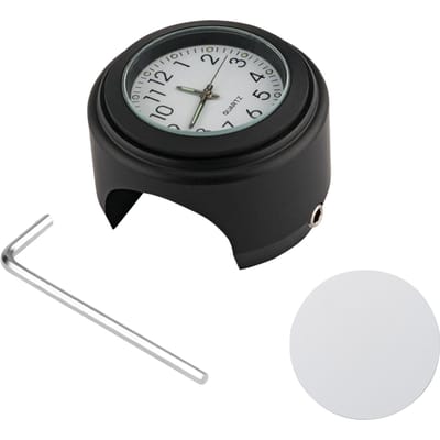 Universele motorfietsstuurklok, fietsthermometer, waterdichte vervanging voor motorfietsen white dial clock zwart