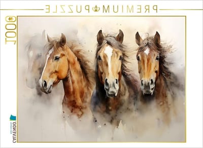 Legpuzzel Paarden - Fotopuzzel Puzzel 1000 stukjes - Ontspannend Tijdverdrijf - Premium Kwaliteit Europa - 64 x 48 cm