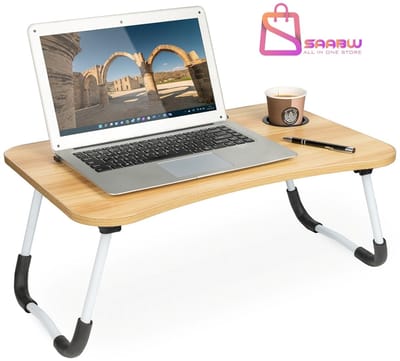 Opvouwbare Bedtafel voor Laptop – Met Beker- en Tablethouder – Antislip Poten – Bruin – laptoptafel – 48727