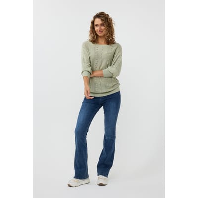 EsQualo Sweater Batwing Lurex Jade Maat: S | Sweaters Outlet | Dames | Groen