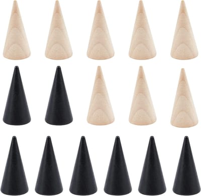 16 Stuks Houten Ring Displays in 2 Kleuren - Conische Ringstand voor Sieraden Tentoonstellingen en Organisatie van Ringen