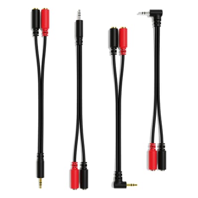 ExcelValley - Stereo naar 2 Mono Splitterkabel - Mini Jack 3,5 mm 1/8" - TRS naar Dual TS NickelPlatedStraight