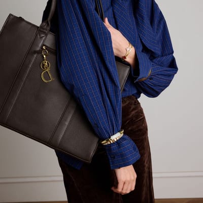 Manfield - 18 inch donkerbruine leren shopper