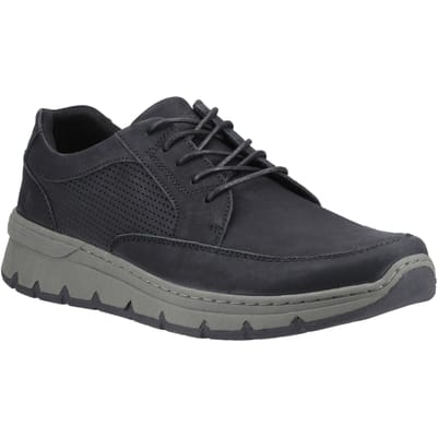Hush Puppies Nelson Leren Heren Zwarte Veterschoenen