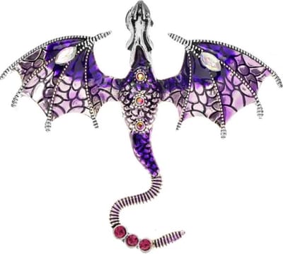 Zelto-Broche- Draak Paars- Draak- Brocheboetiek-6x7 Centimeter-Broche Boetiek