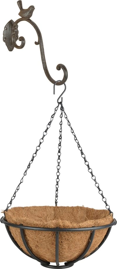 Hanging basket 30 cm van metaal met ijzeren muurhaak - complete hangmand set