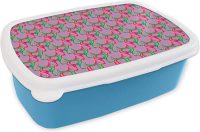 Broodtrommel Blauw - Lunchbox - Brooddoos - Hert - Patroon - Paars - 18x12x6 cm - Kinderen - Jongen