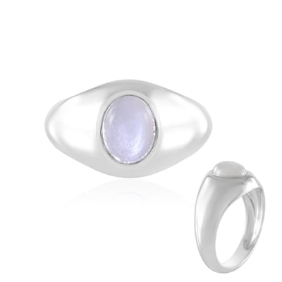 Cavill - Zilveren Maansteen Ring - 925 Sterling Zilver Gerhodineerd - 1,053 ct Ovaal Cabochon 8x6 mm - Elegante Damesring - Natuurlijk Edelsteen