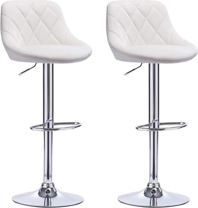 Designer Barkruk Lica - Met rugleuning - Stevig - Ergonomische barstoel - Zithoogte 60 - 82cm - Wit - Set van 2 - Keuken en bar - In hoogte verstelbaar