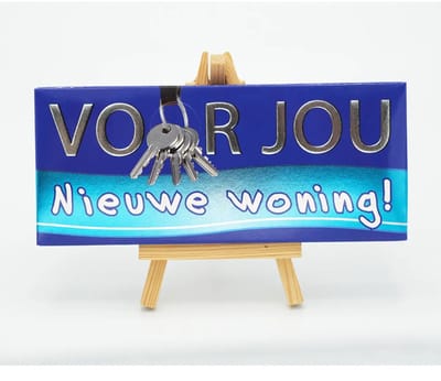 Wensreep Chocolade – Fairtrade Belgische Melkchocolade 70g – Cadeau met Tekst Nieuwe woning