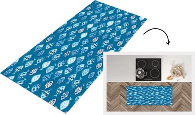 Keukenloper - Loper keuken - Vissen - Blauw - Patronen - 120x50 cm - Keukenloper vinyl
