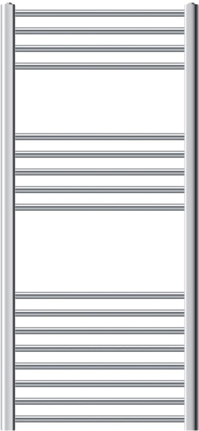 Elektrische badkamerradiator met verwarmingselement 900W 600x1200 mm chroom gebogen zijaansluiting & thermostaat LuxeBath