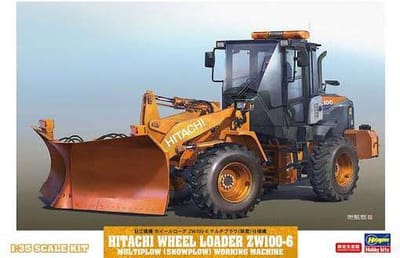 Hasegawa Modelbouwpakket Militaire voertuigen - 66102 Hitachi Wheel Loader ZW100-6 Multiplow (Snowplow) Plastic - 1:35 - Modelbouw