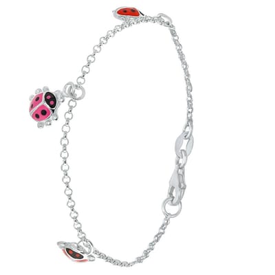 Lucardi Meisjes Armbandje met hanger met plating - Dier - Cadeau - Echt Zilver - Zilverkleurig