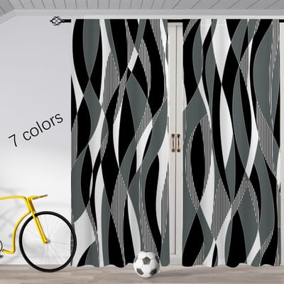 , Meerkleurige Moderne Eenvoudige Gordijnen Gedrukt doorschijnende Vitrages, Meervoudig Gebruik Polyester Stangzak Decoratieve Gordijnen W65X60H(cm)X2Pcs&Hook
