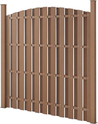 HKC schutting met palen gebogen ontwerp - bruin