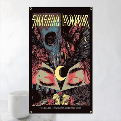 60X90Cm 90X150Cm Drapeau du Groupe The Smashing Pumpkins Bannière en Polyester Impression Numérique Pour Mur de Chambre à Coucher Tapisserie Extérieure 60x90cm24x35in