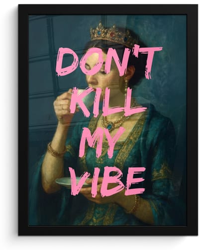 Poster in lijst - Fotolijst 30x40 cm - Posters - Vrouw - Portret - Kroon - Posterlijst zwart - Decoratie - Wanddecoratie woonkamer - Muurdecoratie slaapkamer