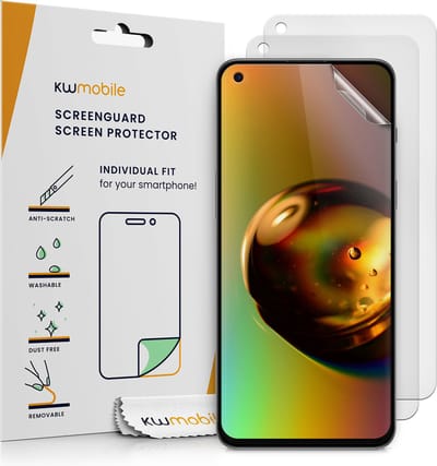 kwmobile Set of 3 Screen Protectors Compatible with OnePlus Nord 2 5G - Anti-Glare Anti-Fingerprint Display Films - Matte