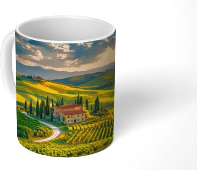 Mok - Koffiemok - Toscane - Landschap - Wijngaarden - Mokken - 350 ML - Beker - Koffiemokken - Theemok