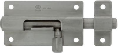 AMIG schuifslot/plaatgrendel - RVS - 4 x 3.7cm - Inox matte afwerking - deur - schutting - hek