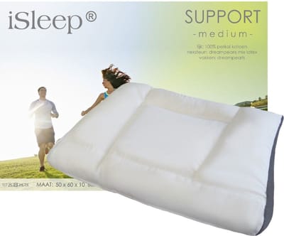 iSleep Support Hoofdkussen - Medium - Medium Kussen - 50x60x10 cm - Wit - Neksteun en Ventilatieband