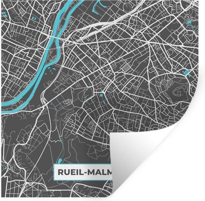 Muurstickers - Sticker Folie - Stadskaart – Frankrijk – Kaart – Rueil-Mamaison – Plattegrond - 100x100 cm - Plakfolie - Muurstickers Kinderkamer - Zelfklevend Behang XXL - Zelfklevend behangpapier - Stickerfolie