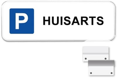Parkeerbord Huisarts - Weerbestendig Aluminium - 40x15 cm - Bevestiging: Met muur-/ wandmontage beugels