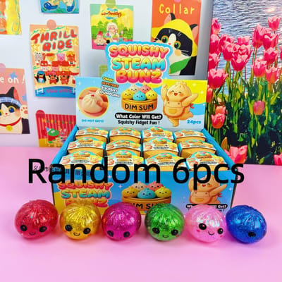 Mini Squishy Dumplings met Stoommandje Knijpspeeltjes Set Fidget Sensorisch Speelgoed Voor Volwassenen Stressverlichtend Speelgoed Willekeurige Kleur