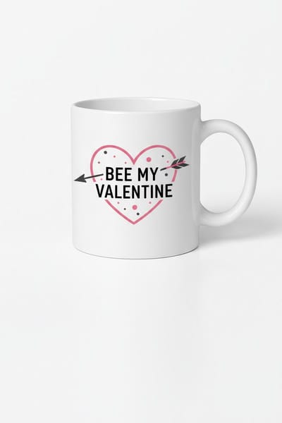 Valentijnsdag Mok 'Bee My Valentine' met Liefdeshart - Uniek Keramisch Cadeau
