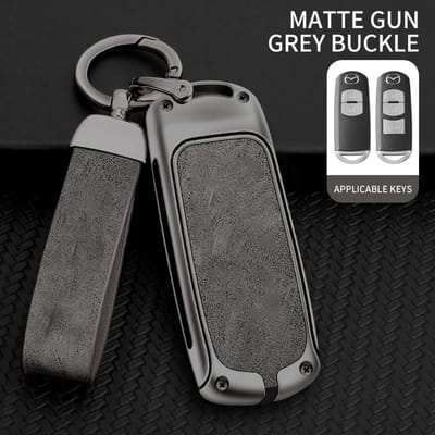 Housse de protection pour clé de voiture en cuir et métal Pour Mazda 2 3 6 Atenza Axela Demio Cx-5 Cx5 Cx-3 Cx7 Cx-9 Accessoires gray