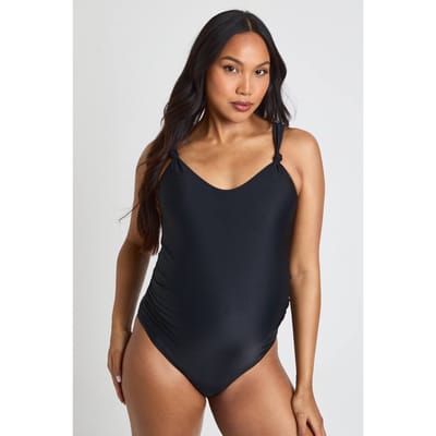 boohoo Dames Zwangerschapsbadpak Met Knoopdetail | Zwart | Maat: 44