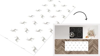 Keukenloper - Loper keuken - Patronen - Hert - Wit - 120x50 cm - Keukenloper vinyl