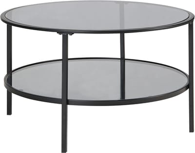 TELLAKA - Salontafel - Zwart - ø 80 cm - Veiligheidsglas