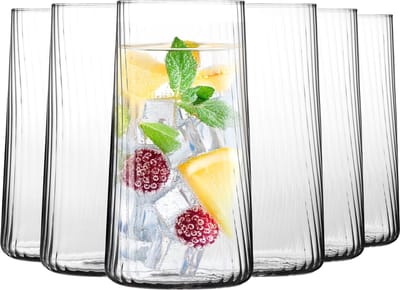KROSNO | Hoge Drinkglazen | Set van 6 - 550 ml | Avant-Garde LUMI Collectie | Loodvrij Glas voor Water, Sap, Frisdrank en Cocktails | Vaatwasserbestendig