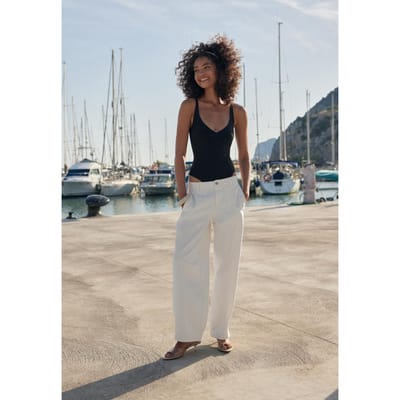 Stradivarius Barrel-broek van 100% katoen  Vanille 34