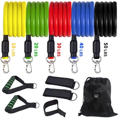 Weerstandsband Collectie 11-delige Collectie Fitness Weerstandsband Mannen Oefenbanden Trekkoord Trainingsapparatuur Sportschool Uitrusting Praktisch Gebruik multi